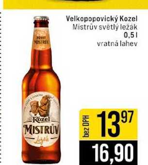 Velkopopovický Kozel Mistrův světlý ležák 0,5l