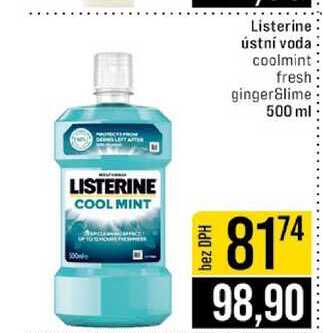 Listerine ústní voda coolmint fresh gingerSlime 500 ml 