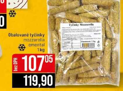 Obalované tyčinky mozzarella emental 1kg 
