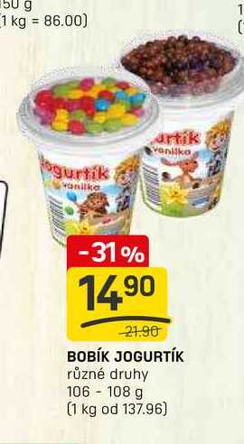 BOBÍK JOGURTÍK různé druhy 106-108 g