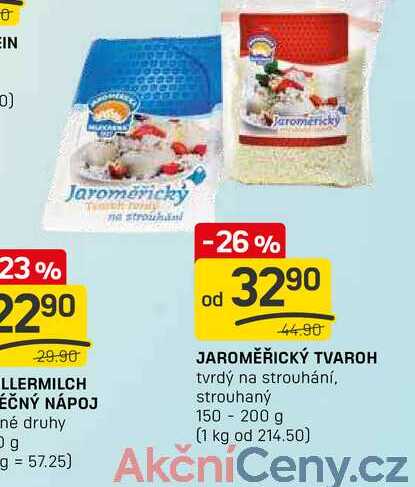 JAROMĚŘICKÝ TVAROH tvrdý na strouhání, strouhaný 150 - 200 g