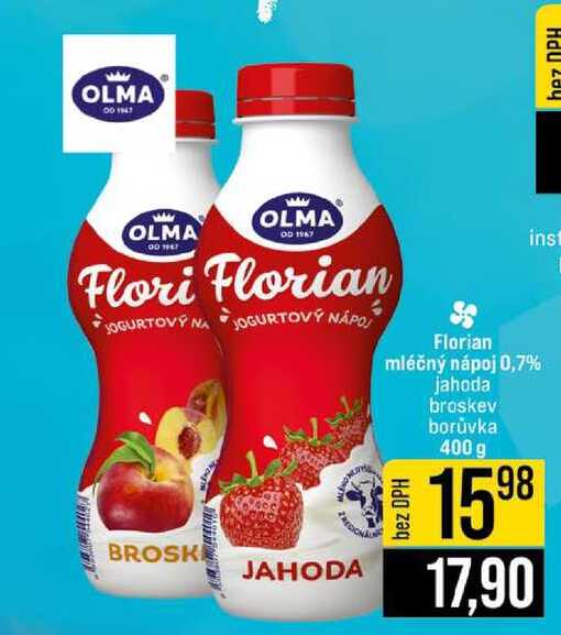 Florian mléčný nápoj 0,7% jahoda broskev borůvka 400 g 