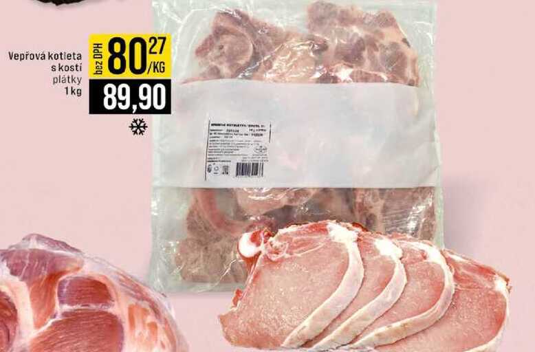 Vepřová kotleta s kosti plátky 1kg 