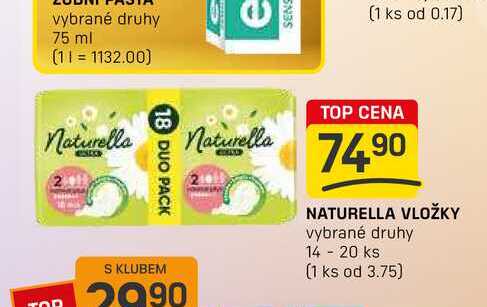 NATURELLA VLOŽKY vybrané druhy 14-20 ks