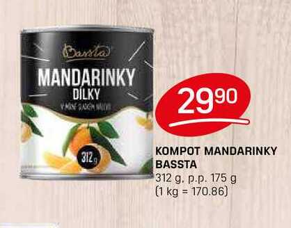 KOMPOT MANDARINKY BASSTA 312 g. p.p. 175 g