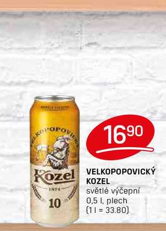 VELKOPOPOVICKÝ KOZEL světlé výčepní 0,5 l, plech