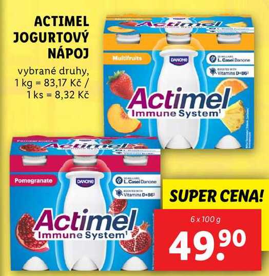 ACTIMEL JOGURTOVÝ NÁPOJ, 6x 100 g