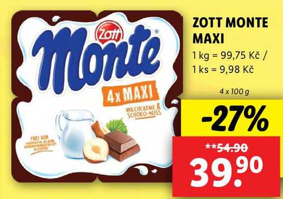 ZOTT MONTE MAXI, 4x 100 g