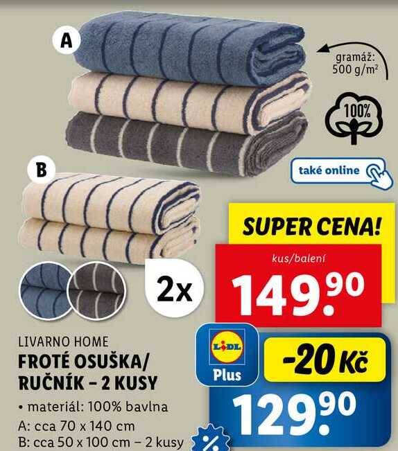 FROTÉ OSUŠKA/RUČNÍK -2 KUSY 