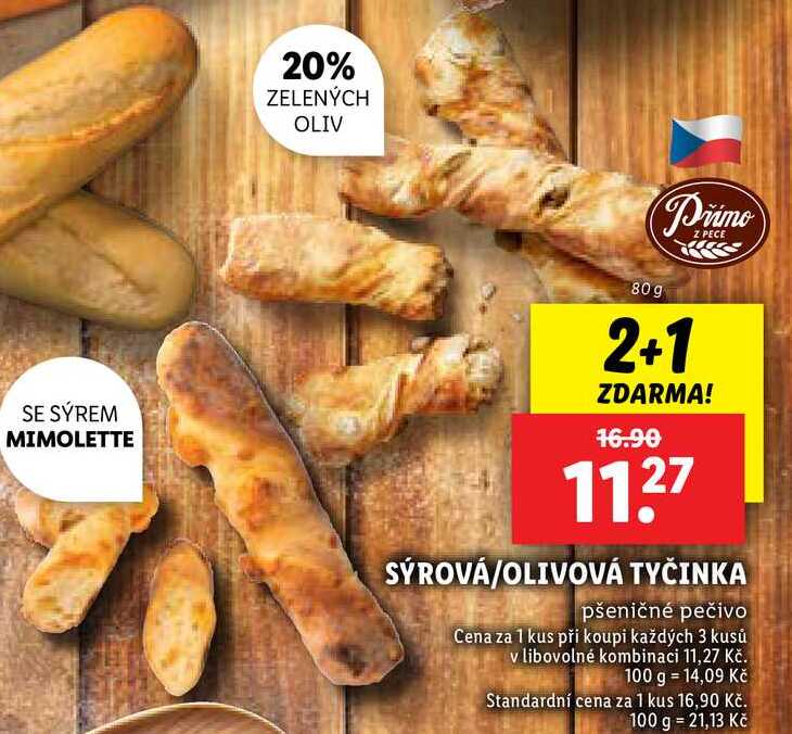 SÝROVÁ/OLIVOVÁ TYČINKA, 80 g