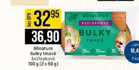 Allnature bulky tmavé bezlepkové 100 g (2 x 50 g) 