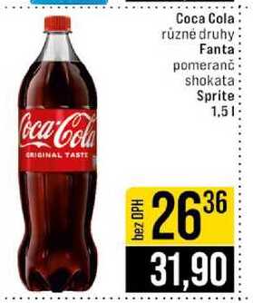 Coca Cola různé druhy Fanta pomeranč shokata Sprite 1,5l