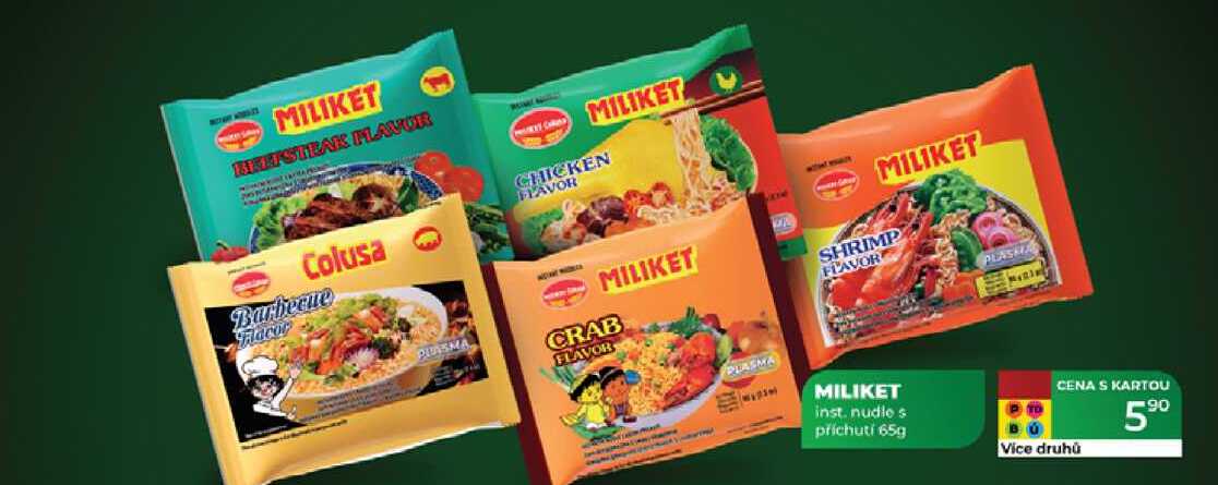 MILIKET inst. nudle s příchuti 65g  