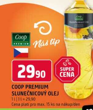 Coop premium slunečnicový olej 1l