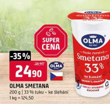 Olma smetana 200 g 33% tuku ke šlehání