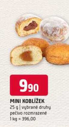 Mini koblížek 25 g vybrané druhy pečivo rozmrazené