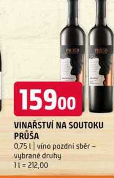 Vinařství na soutoku průša 0,75l víno pozdní sběr vybrané druhy