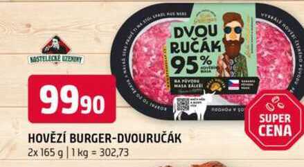 Hovězí burger dvouručák 2x 165 g
