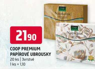 Coop premium papírové ubrousky 20 ks 3vrstvé 