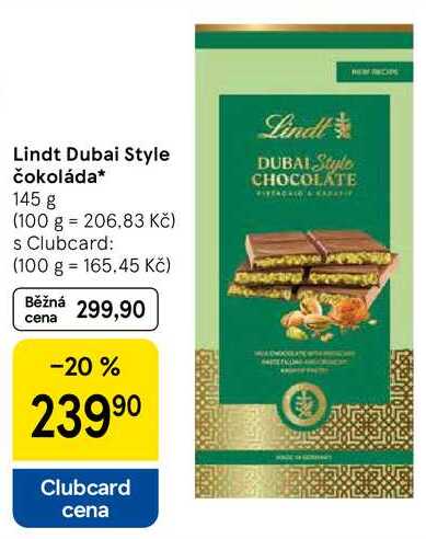 Lindt Dubai Style čokoláda, 145 g 
