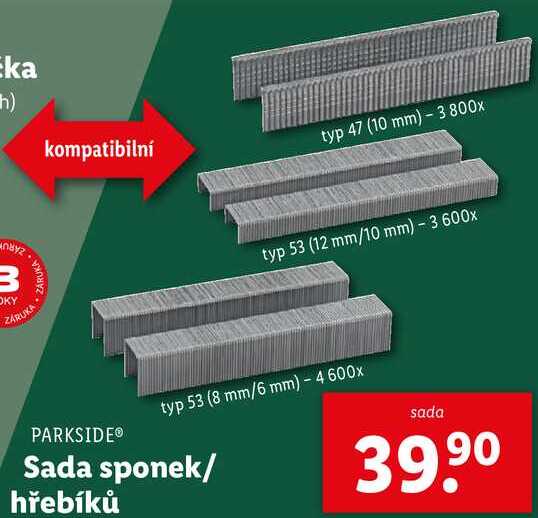Sada sponek/hřebíků 