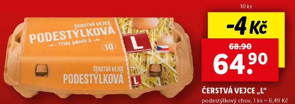 ČERSTVÁ VEJCE ,,L“ podestýlkový chov, 10 ks