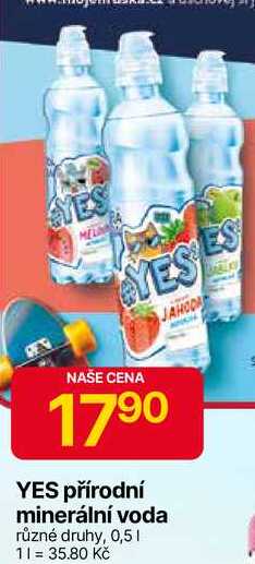 YES přírodní minerální voda různé druhy, 0,5l