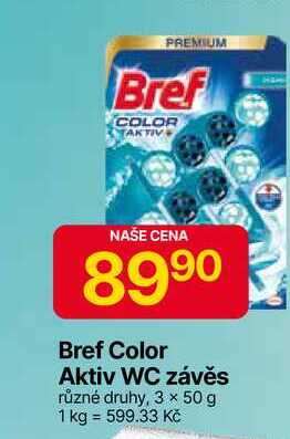 Bref Color Aktiv WC závěs různé druhy, 3 × 50 g 