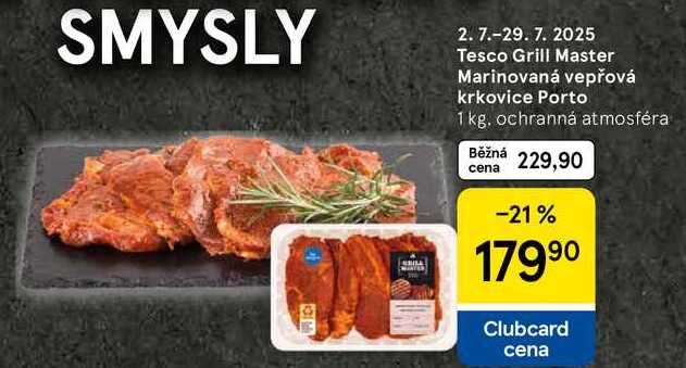Tesco Grill Master Marinovaná vepřová krkovice Porto, 1 kg 