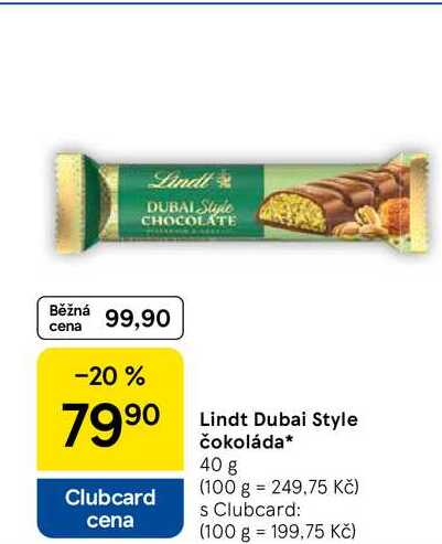 Lindt Dubai Style čokoláda, 40 g 