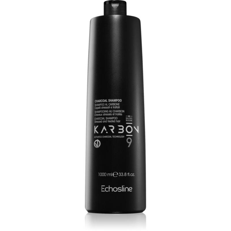 Echosline CHARCOAL Karbon 9 šampon s aktivními složkami uhlí pro poškozené, chemicky ošetřené vlasy 1000 ml