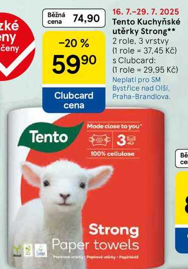 Tento Kuchyňské utěrky Strong, 2 role, 3 vrstvy 
