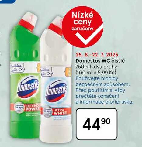 Domestos WC čistič, 750 ml, dva druhy  