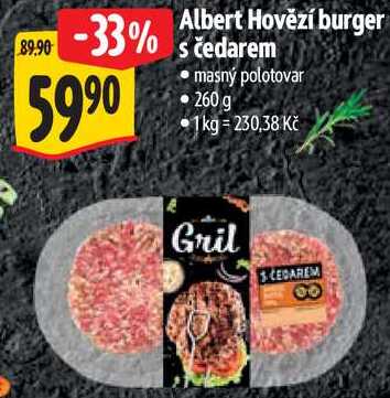 Albert Hovězí burger s čedarem, 260 g
