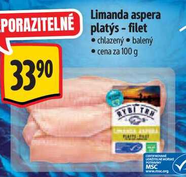 Limanda aspera platýs - filet, cena za 100 g