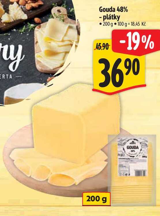 Gouda 48% - plátky, 200 g 
