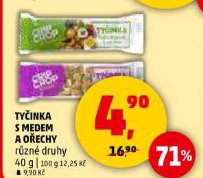 TYČINKA S MEDEM A OŘECHY různé druhy, 40 g 