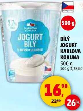 BÍLÝ JOGURT KARLOVA KORUNA, 500 g 