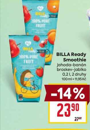 BILLA Ready Smoothie jahoda-banán broskev-jablko 0,2l