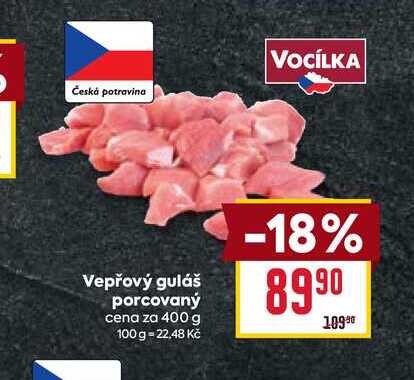 Vepřový guláš porcovaný cena za 400 g 