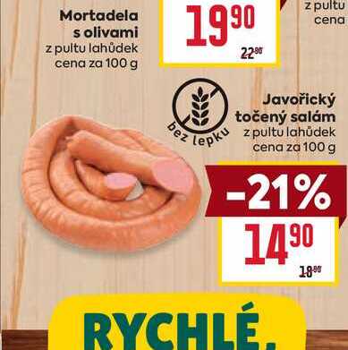 Javořický točený salám lepku z pultu lahůdek cena za 100g
