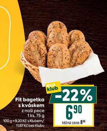 Fit bagetka s kváskem z naší pece 1ks, 75 g