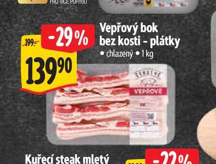  Vepřový bok  bez kosti - plátky  1 kg