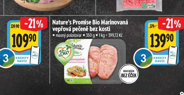  Nature's Promise Bio Marinovaná vepřová pečeně bez kosti  350 g