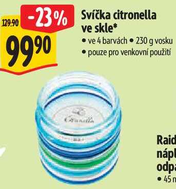 Svíčka citronella ve skle