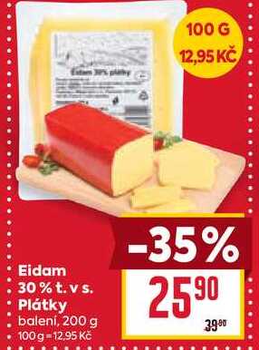 Eidam 30% t. vs. Plátky balení, 200 g 
