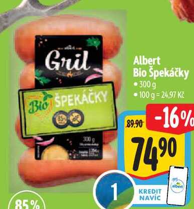 Albert Bio Špekáčky, 300 g