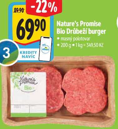 Nature's Promise Bio Drůbeží burger, 200 g