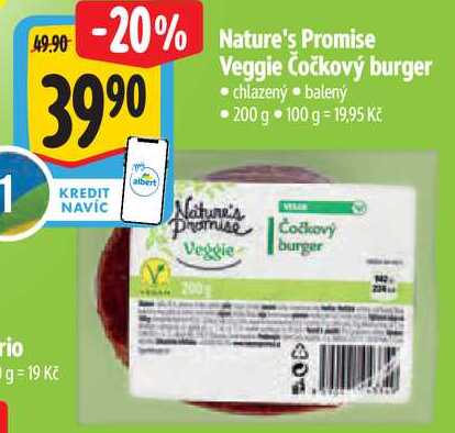 Nature's Promise Veggie Čočkový burger, 200 g