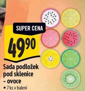 Sada podložek pod sklenice - ovoce, 7 ks